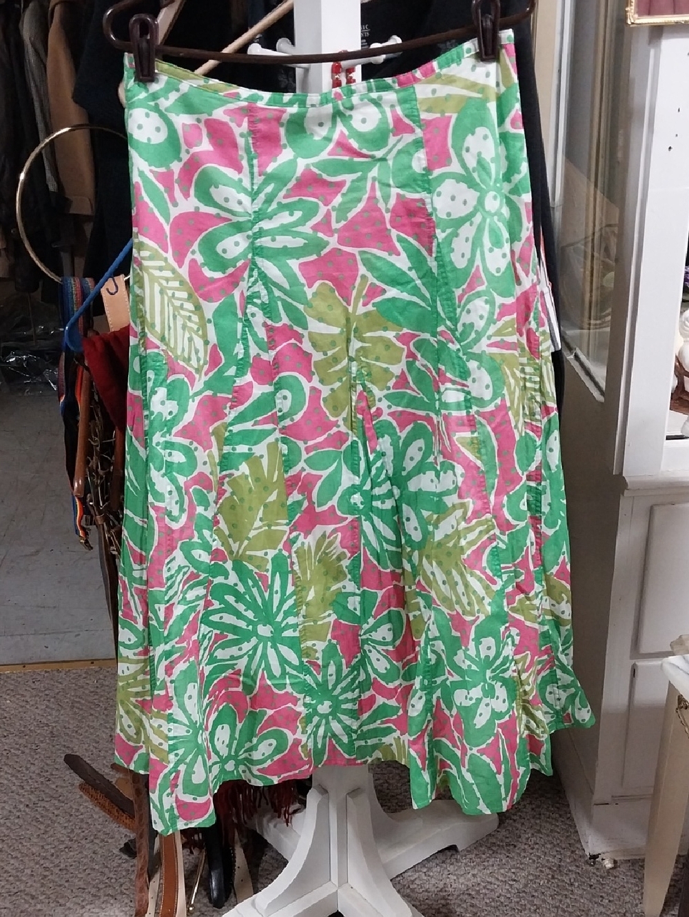 Ruby Rd. Floral Skirt in Pink, Green & White
